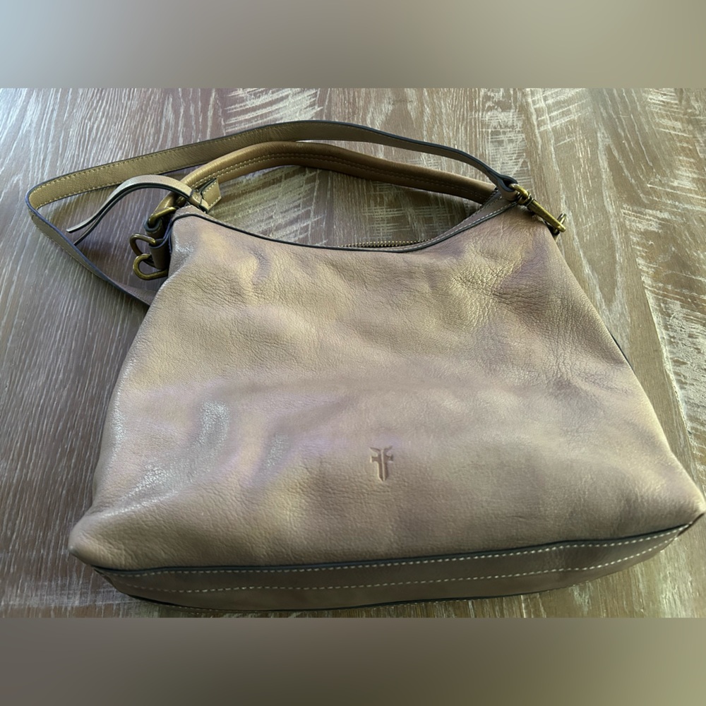 Frye Taupe Leather Hobo Bag